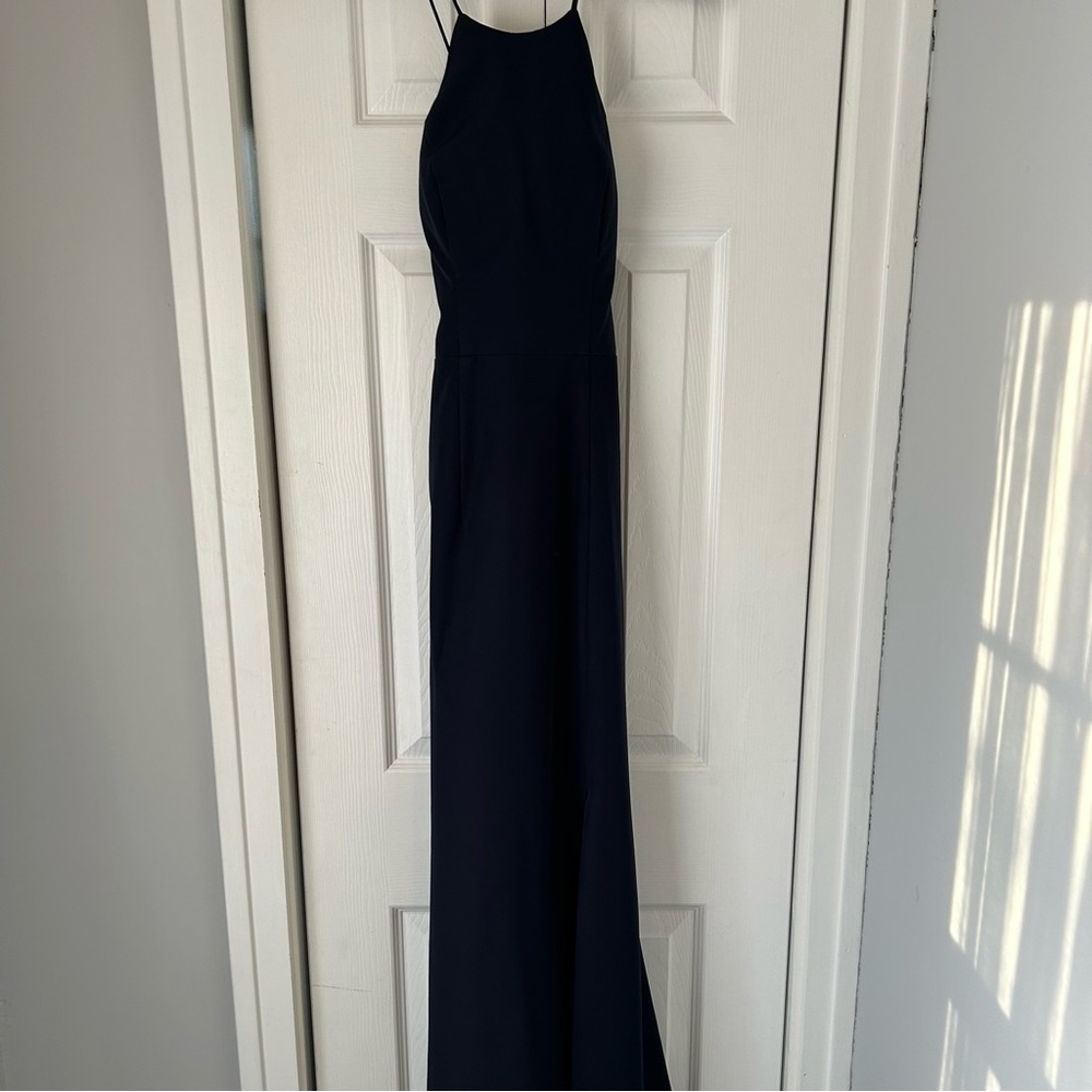 Bariano High Neck Cross Back Gown